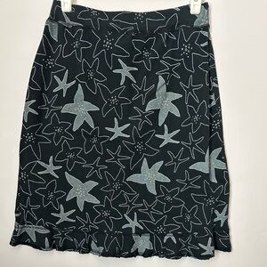 Fresh Produce Starfish Patterned Black and Gray 100% Cotton Skirt XS